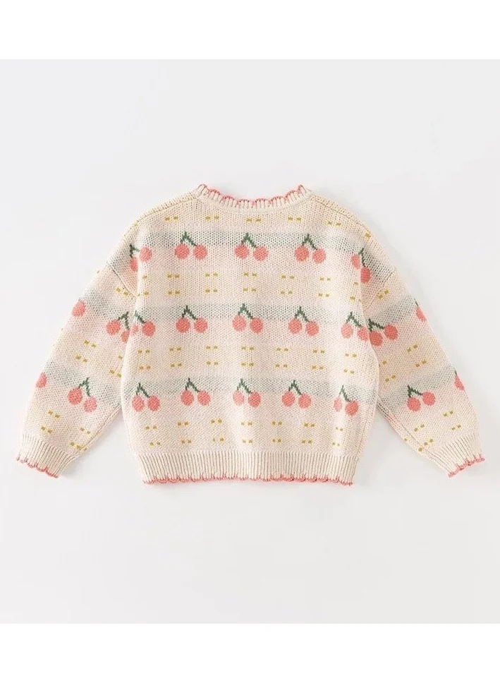 Dave & Bella Beige Cherry Cardigan